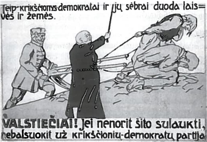 1920 m. rinkimų plakatas prieš krikščionis-demokratus