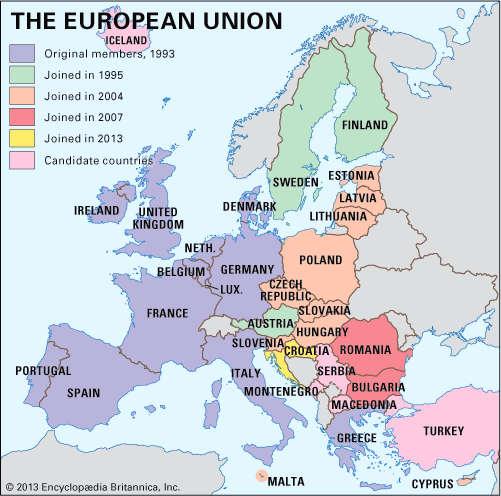 Europos Sąjungos narės ir kandidatės 2015