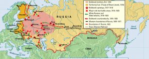Rusijos revoliucijos ir pilietinio karo žemėlapis 1905-1922