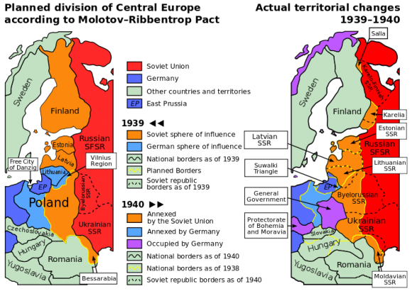 Molotovo Ribentropo pakto žemėlapis