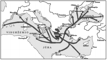 Didžiosios graikų kolonizacijos VIII VI a. pr. Kr. žemėlapis 2011 valstybinio testines dalies 10 klausimas