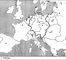 2003 metų valstybinio brandos egzamino Europos po Vienos kongreso žemėlapis (šaltinių dalis)