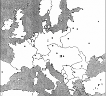 2003 metų valstybinio brandos egzamino Europos prieš Pirmąjį pasaulinį karą žemėlapis (šaltinių dalis)
