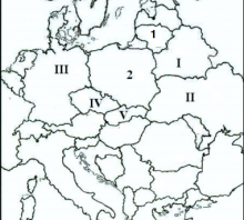 2004 metų valstybinio brandos egzamino Europos žemėlapis, susiformavęs XX a. 10 deš. (šaltinių dalis)