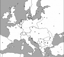 2009 metų valstybinis brandos egzaminas Europos iki Pirmojo pasaulinio karo pradžios žemėlapis (šaltinių dalis)