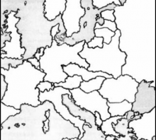 2010 metų valstybinio brandos egzamino Europos po Pirmojo pasaulinio karo žemėlapis (testinė dalis)