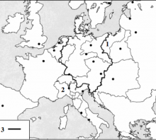 2010 metų valstybinio brandos egzamino Europos po Vienos kongreso žemėlapis (šaltinių dalis)