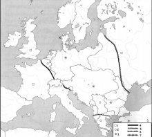 2011 metų valstybinio brandos egzamino Pirmojo pasaulinio karo frontų žemėlapis (šaltinių dalis)