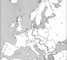 2013 valstybinio brandos egzamino Šaltojo karo Europos žemėlapis (testinė dalis)