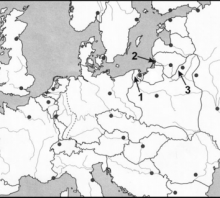 2017 metų valstybinio brandos egzamino Europos po Pirmojo pasaulinio karo žemėlapis (šaltinių dalis)