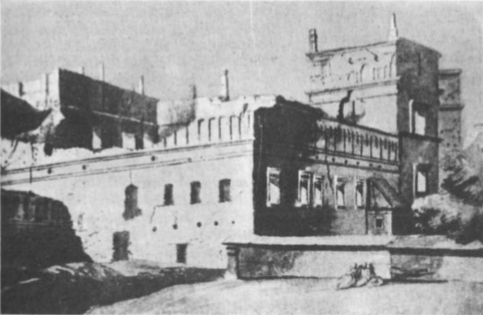 Dalis Vilniaus didžiųjų kunigaikščių rūmų griuvėsių (Smuglevičiaus piešinys)