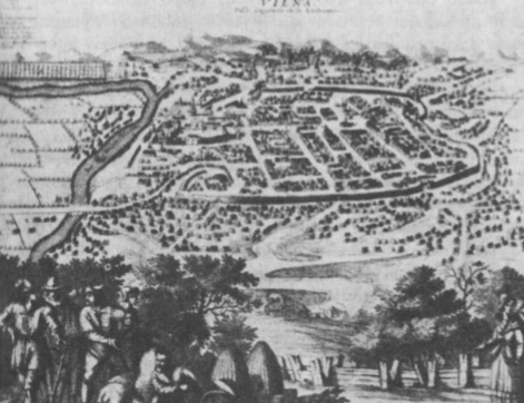 Vilnius XVI a. (ano meto piešinys — planas).