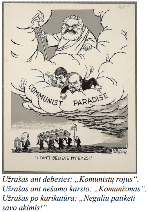 2017 metų VBE šaltinių dalies komunistų rojaus karikatūra