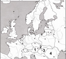 2020 VBE 21 testinio klausimo žemėlapis Europa po Pirmojo pasaulinio karo