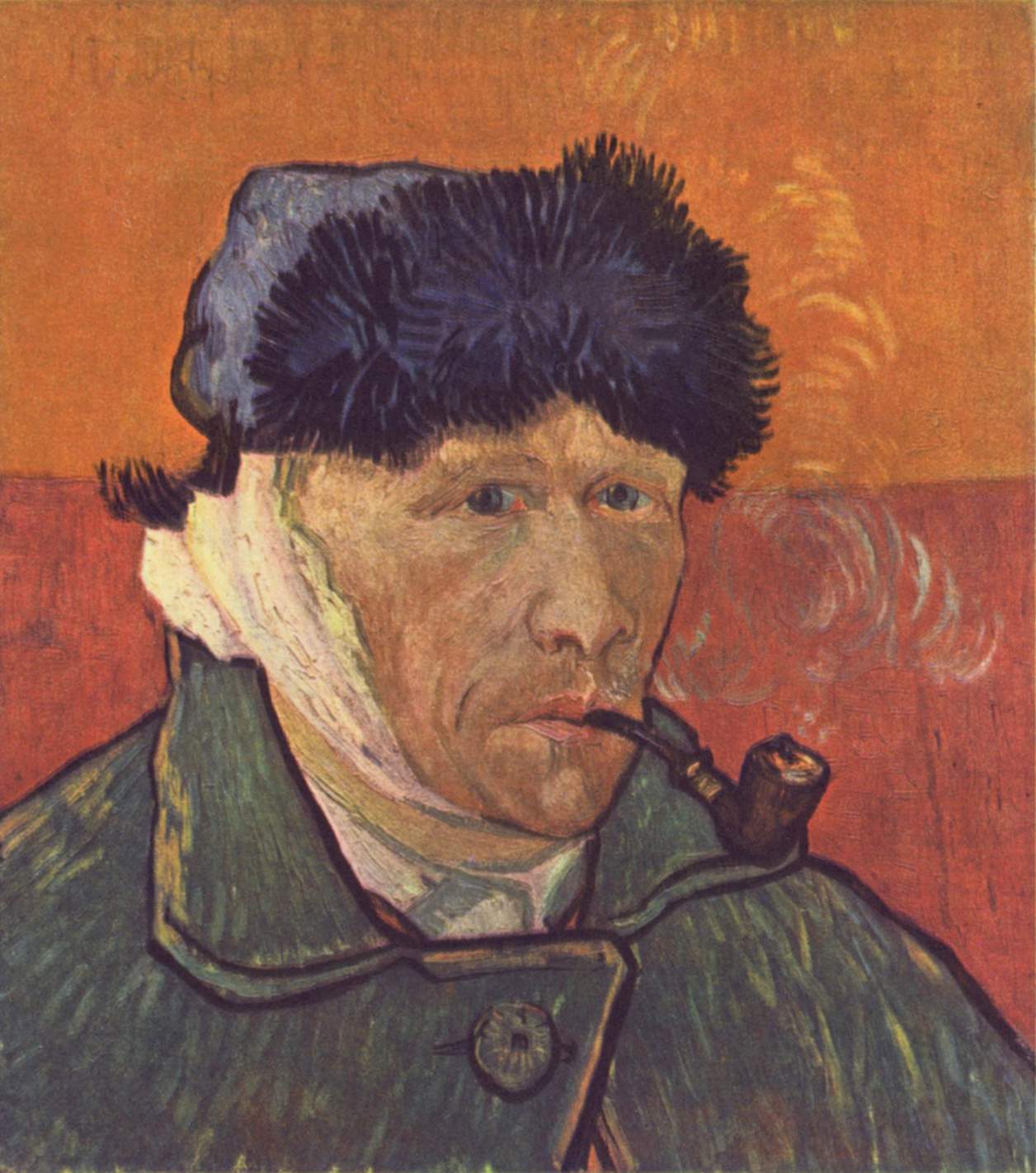 Autoportretas su aprišta ausimi. ("Žmogus su pypke"). Dailininkas Vincentas van Gogas. 200px Vincent Willem van Gogh 106